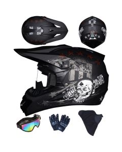 Set casco da dirt bike per bambini e ragazzi con occhiali, guanti e mascherina per guida off-road