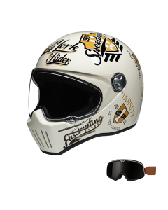 Set casco integrale da moto retrò per guida cruiser e café racer