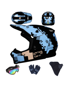 Casco integrale da moto per bambini con occhiali per dirt bike, ATV e guida off-road